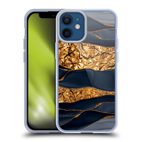 UtArt Dark Night Marble Gold Foil And Ink Soft Gel Case for Apple iPhone 12 Mini