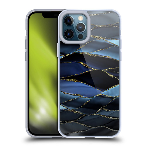 UtArt Dark Night Marble Deep Sparkle Waves Soft Gel Case for Apple iPhone 12 Pro Max
