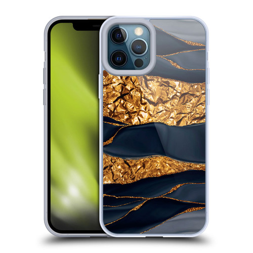 UtArt Dark Night Marble Gold Foil And Ink Soft Gel Case for Apple iPhone 12 Pro Max