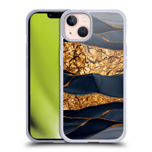 UtArt Dark Night Marble Gold Foil And Ink Soft Gel Case for Apple iPhone 13