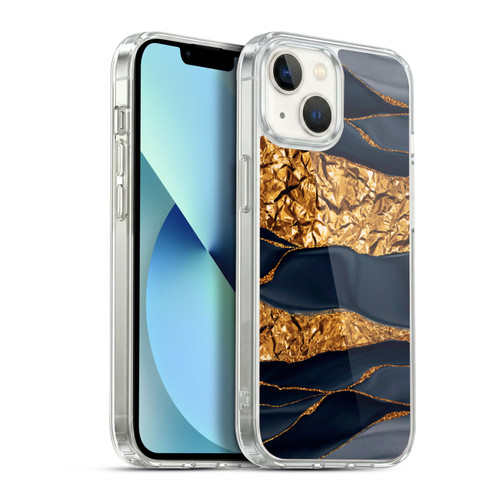UtArt Dark Night Marble Gold Foil And Ink Soft Gel Case for Apple iPhone 13