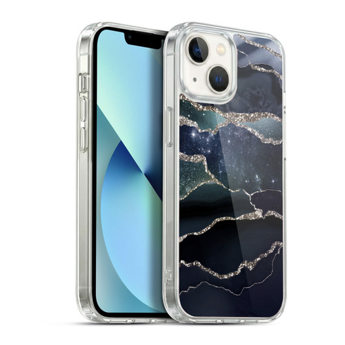 UtArt Dark Night Marble Silver Midnight Sky Soft Gel Case for Apple iPhone 13