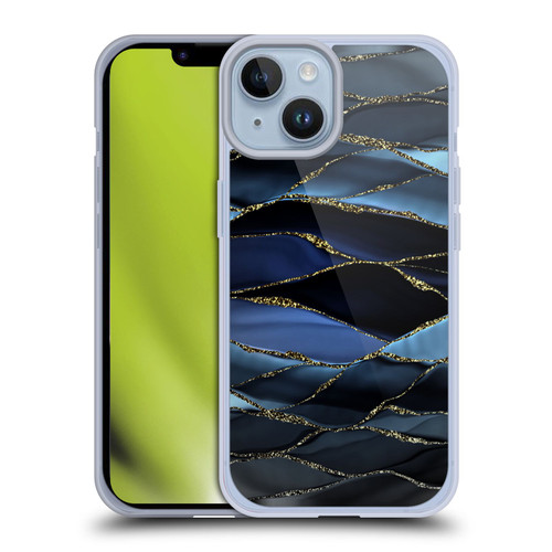 UtArt Dark Night Marble Deep Sparkle Waves Soft Gel Case for Apple iPhone 14