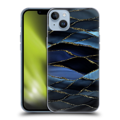 UtArt Dark Night Marble Deep Sparkle Waves Soft Gel Case for Apple iPhone 14 Plus