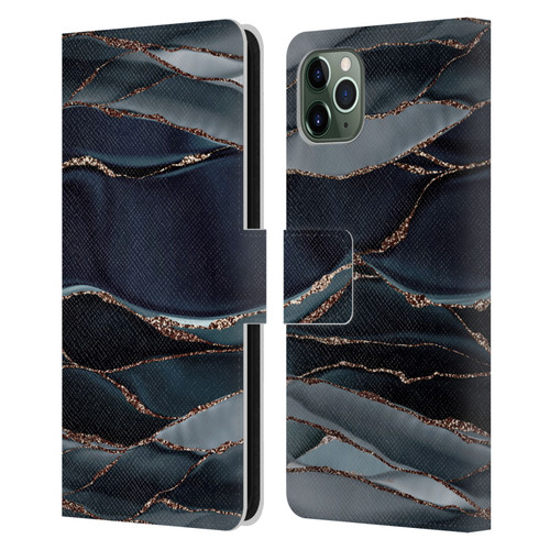 UtArt Dark Night Marble Waves Leather Book Wallet Case Cover For Apple iPhone 11 Pro Max