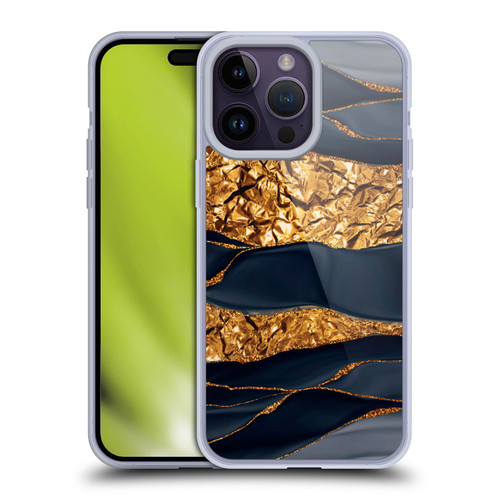 UtArt Dark Night Marble Gold Foil And Ink Soft Gel Case for Apple iPhone 14 Pro Max