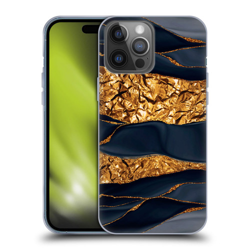 UtArt Dark Night Marble Gold Foil And Ink Soft Gel Case for Apple iPhone 14 Pro Max