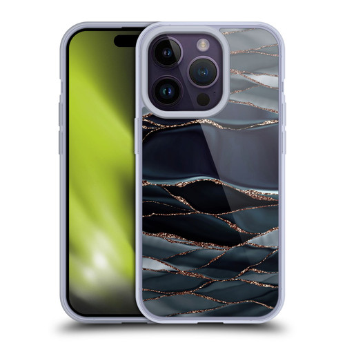 UtArt Dark Night Marble Waves Soft Gel Case for Apple iPhone 14 Pro