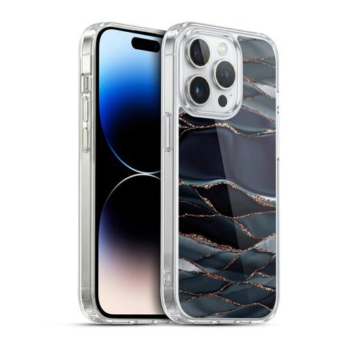 UtArt Dark Night Marble Waves Soft Gel Case for Apple iPhone 14 Pro & MagSafe
