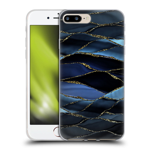 UtArt Dark Night Marble Deep Sparkle Waves Soft Gel Case for Apple iPhone 7 Plus / iPhone 8 Plus