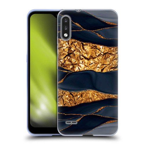 UtArt Dark Night Marble Gold Foil And Ink Soft Gel Case for LG K22