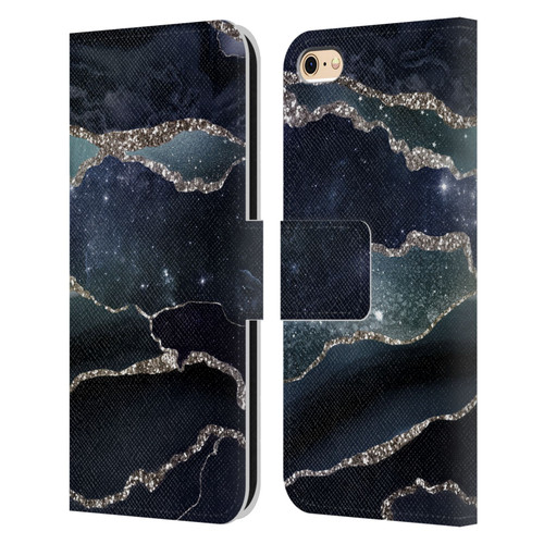 UtArt Dark Night Marble Silver Midnight Sky Leather Book Wallet Case Cover For Apple iPhone 6 / iPhone 6s