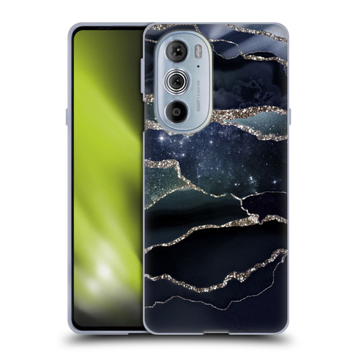 UtArt Dark Night Marble Silver Midnight Sky Soft Gel Case for Motorola Edge X30