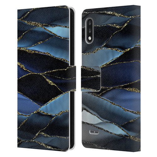 UtArt Dark Night Marble Deep Sparkle Waves Leather Book Wallet Case Cover For LG K22