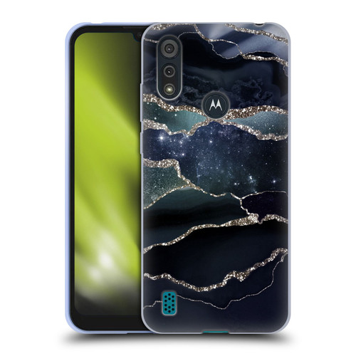 UtArt Dark Night Marble Silver Midnight Sky Soft Gel Case for Motorola Moto E6s (2020)