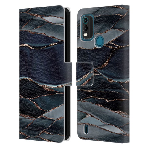 UtArt Dark Night Marble Waves Leather Book Wallet Case Cover For Nokia G11 Plus