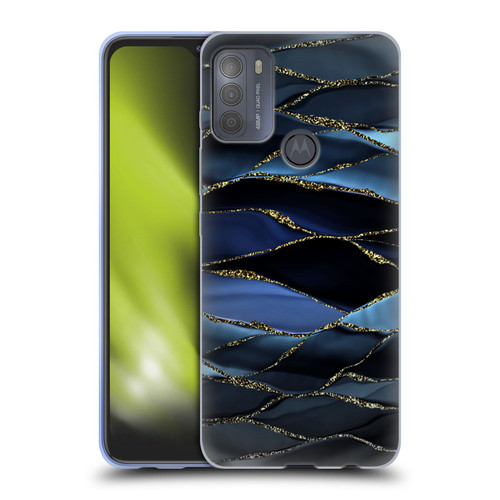 UtArt Dark Night Marble Deep Sparkle Waves Soft Gel Case for Motorola Moto G50