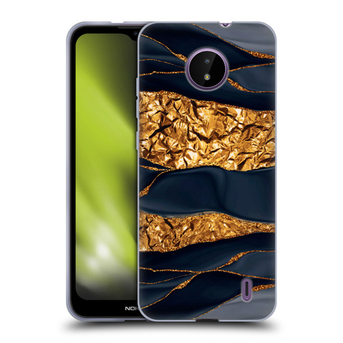 UtArt Dark Night Marble Gold Foil And Ink Soft Gel Case for Nokia C10 / C20
