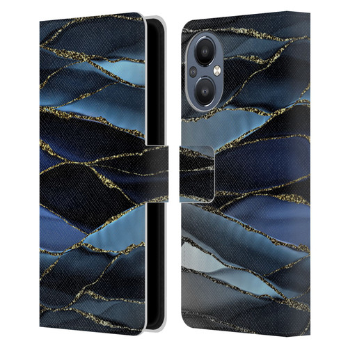 UtArt Dark Night Marble Deep Sparkle Waves Leather Book Wallet Case Cover For OnePlus Nord N20 5G