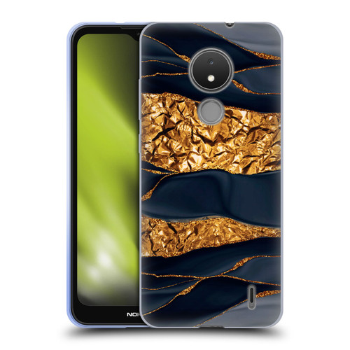 UtArt Dark Night Marble Gold Foil And Ink Soft Gel Case for Nokia C21