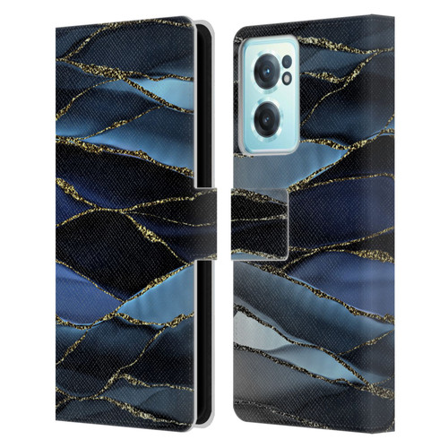 UtArt Dark Night Marble Deep Sparkle Waves Leather Book Wallet Case Cover For OnePlus Nord CE 2 5G