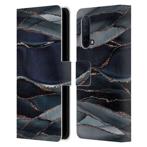 UtArt Dark Night Marble Waves Leather Book Wallet Case Cover For OnePlus Nord CE 5G