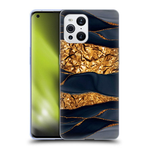 UtArt Dark Night Marble Gold Foil And Ink Soft Gel Case for OPPO Find X3 / Pro