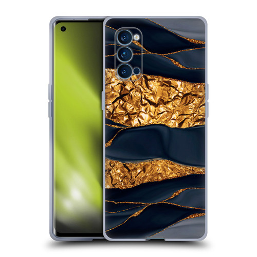 UtArt Dark Night Marble Gold Foil And Ink Soft Gel Case for OPPO Reno 4 Pro 5G