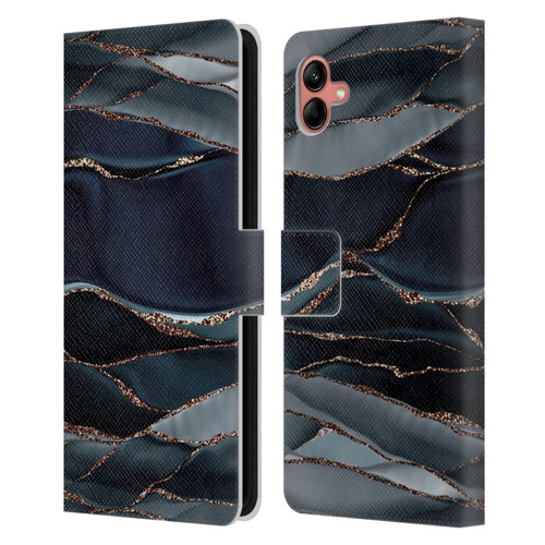 UtArt Dark Night Marble Waves Leather Book Wallet Case Cover For Samsung Galaxy A04 (2022)