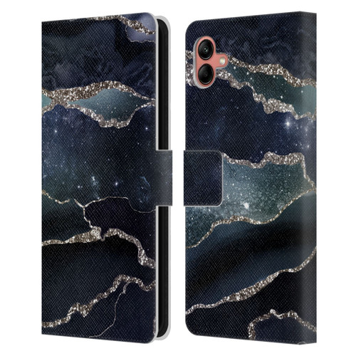 UtArt Dark Night Marble Silver Midnight Sky Leather Book Wallet Case Cover For Samsung Galaxy A04 (2022)