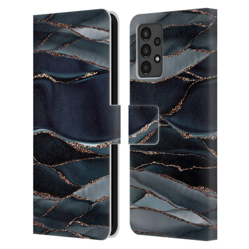 UtArt Dark Night Marble Waves Leather Book Wallet Case Cover For Samsung Galaxy A13 (2022)