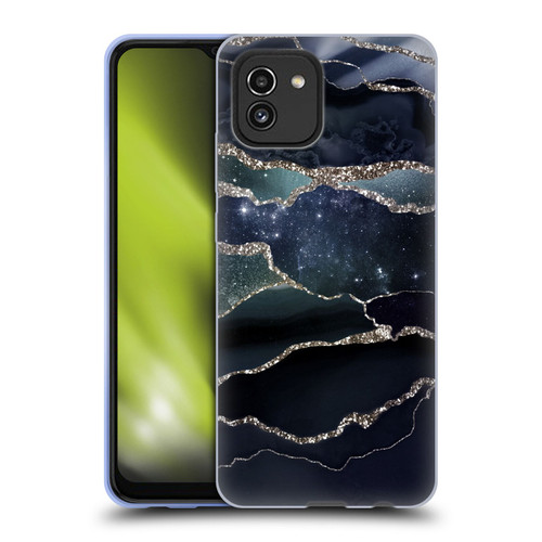 UtArt Dark Night Marble Silver Midnight Sky Soft Gel Case for Samsung Galaxy A03 (2021)