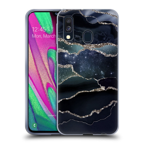 UtArt Dark Night Marble Silver Midnight Sky Soft Gel Case for Samsung Galaxy A40 (2019)