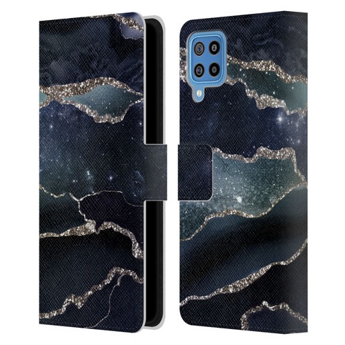 UtArt Dark Night Marble Silver Midnight Sky Leather Book Wallet Case Cover For Samsung Galaxy F22 (2021)