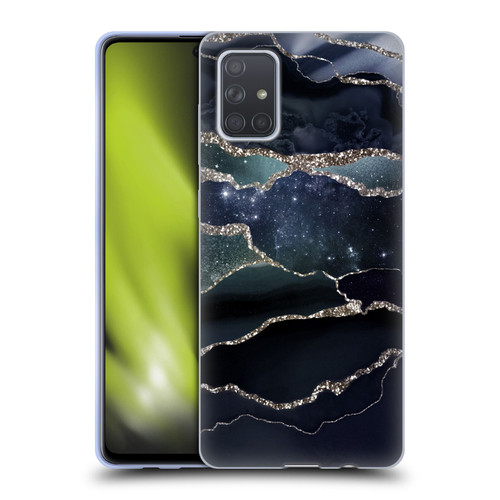 UtArt Dark Night Marble Silver Midnight Sky Soft Gel Case for Samsung Galaxy A71 (2019)