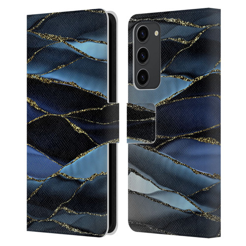 UtArt Dark Night Marble Deep Sparkle Waves Leather Book Wallet Case Cover For Samsung Galaxy S23+ 5G