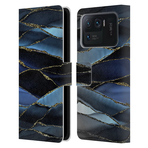 UtArt Dark Night Marble Deep Sparkle Waves Leather Book Wallet Case Cover For Xiaomi Mi 11 Ultra