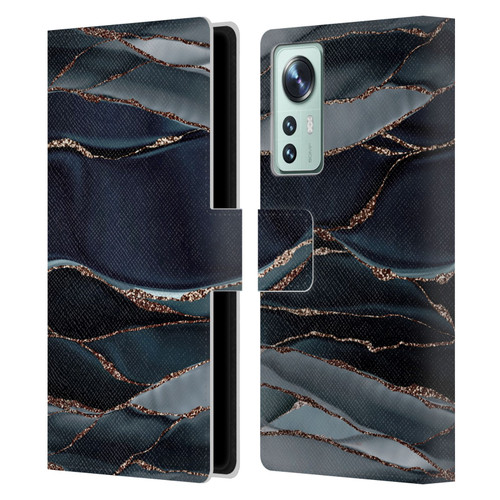 UtArt Dark Night Marble Waves Leather Book Wallet Case Cover For Xiaomi 12