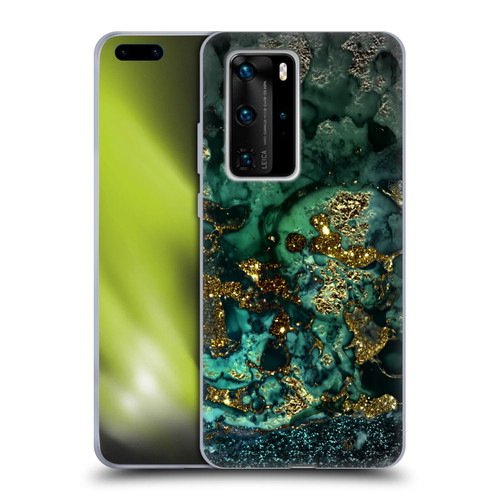 UtArt Malachite Emerald Gold And Seafoam Green Soft Gel Case for Huawei P40 Pro / P40 Pro Plus 5G