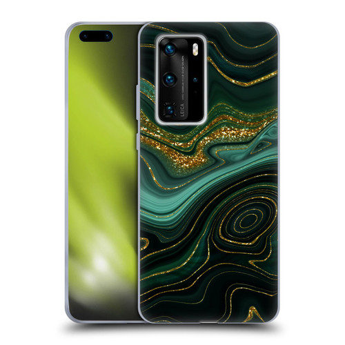 UtArt Malachite Emerald Gilded Teal Soft Gel Case for Huawei P40 Pro / P40 Pro Plus 5G