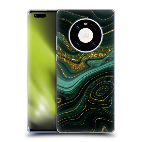 UtArt Malachite Emerald Gilded Teal Soft Gel Case for Huawei Mate 40 Pro 5G