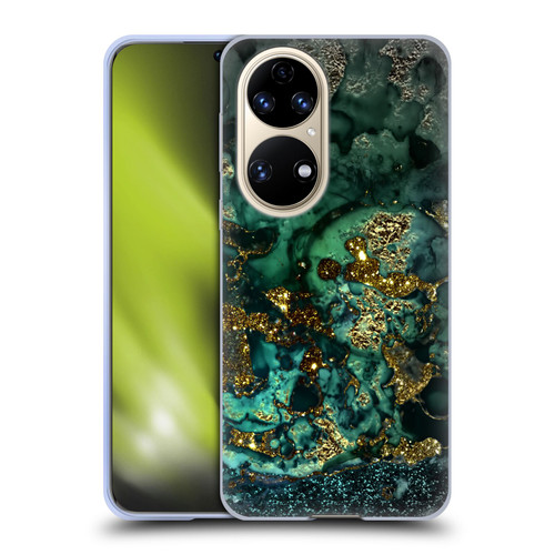 UtArt Malachite Emerald Gold And Seafoam Green Soft Gel Case for Huawei P50