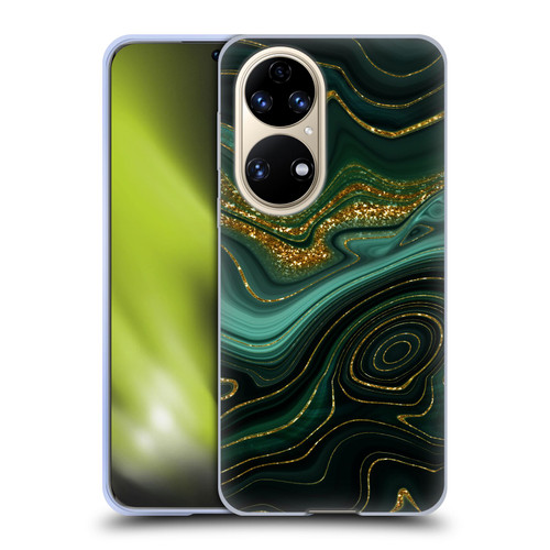 UtArt Malachite Emerald Gilded Teal Soft Gel Case for Huawei P50