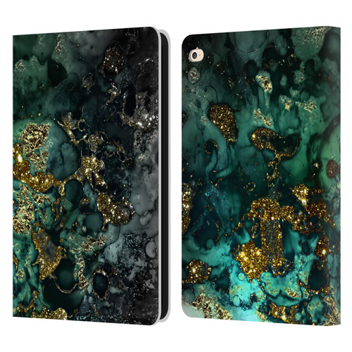UtArt Malachite Emerald Gold And Seafoam Green Leather Book Wallet Case Cover For Apple iPad Air 2 (2014)