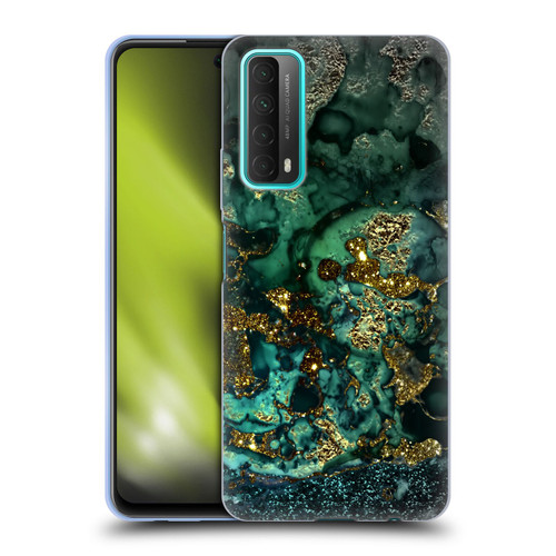 UtArt Malachite Emerald Gold And Seafoam Green Soft Gel Case for Huawei P Smart (2021)