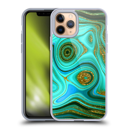 UtArt Malachite Emerald Liquid Gem Soft Gel Case for Apple iPhone 11 Pro