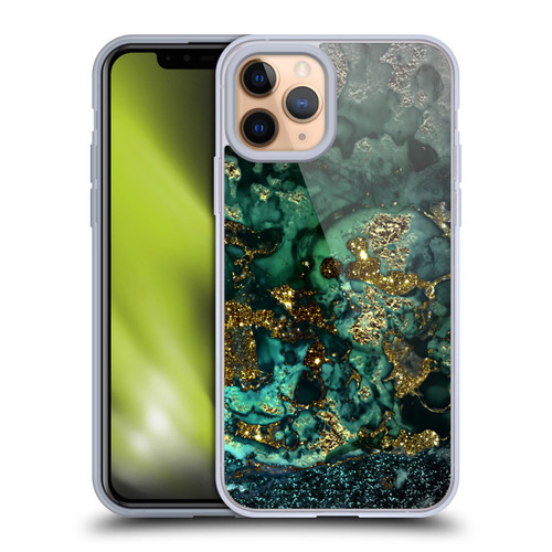 UtArt Malachite Emerald Gold And Seafoam Green Soft Gel Case for Apple iPhone 11 Pro