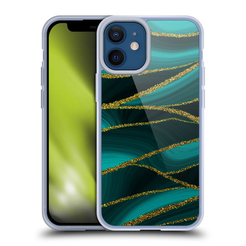 UtArt Malachite Emerald Turquoise Shimmers Soft Gel Case for Apple iPhone 12 Mini