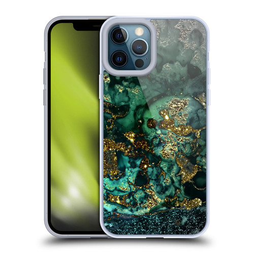 UtArt Malachite Emerald Gold And Seafoam Green Soft Gel Case for Apple iPhone 12 Pro Max