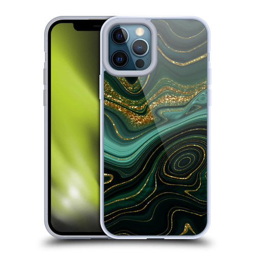 UtArt Malachite Emerald Gilded Teal Soft Gel Case for Apple iPhone 12 Pro Max